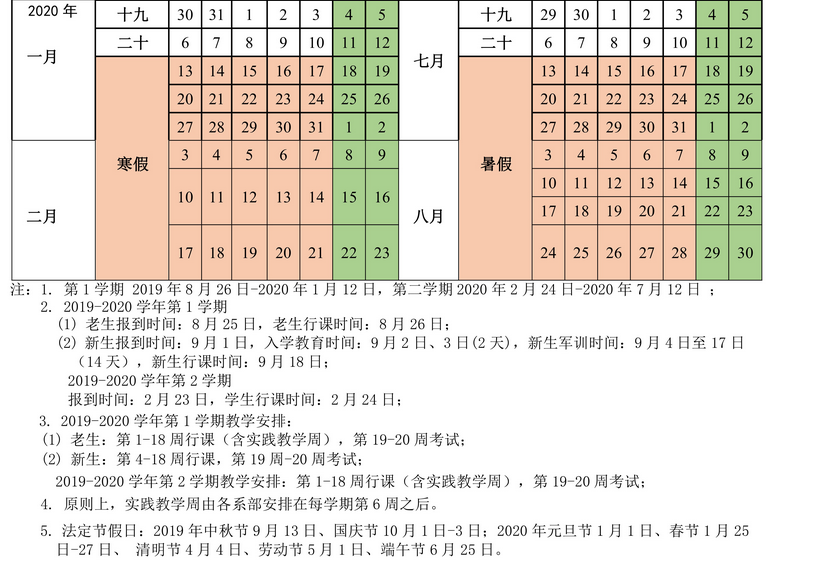 成都信息工程大學銀杏酒店管理學院2019-2020年校歷及寒假放假時間安排,什么時候放寒假